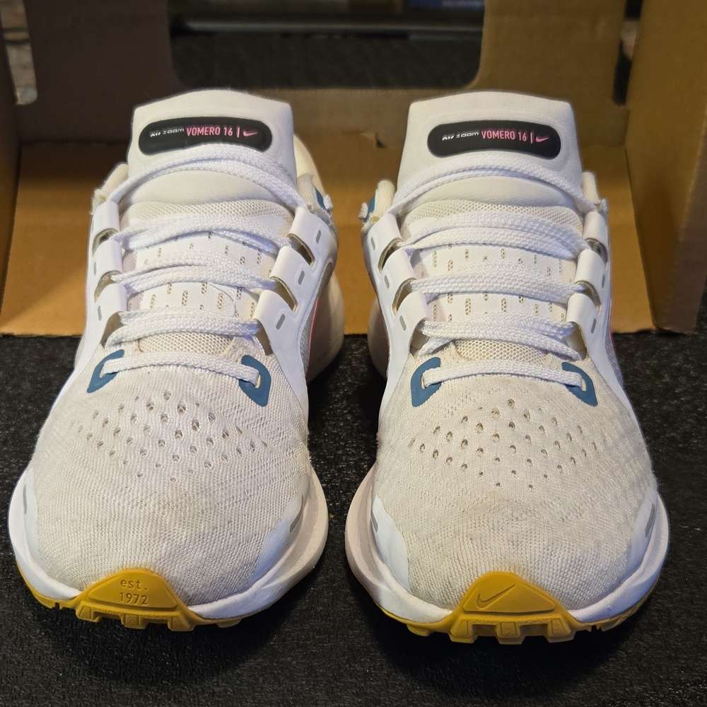 Nike Air Zoom Vomero 16 White Pink Aqua Women's Sneakers Lace Up DA7698-104